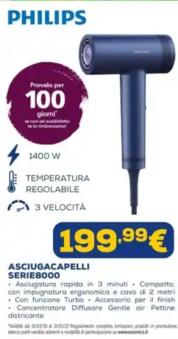 Euronics PHILIPS ASCIUGACAPELLI SERIE8000 offerta