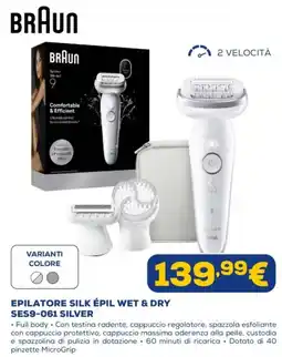 Euronics Braun epilatore silk épil wet & dry SES9-061 SILVER offerta