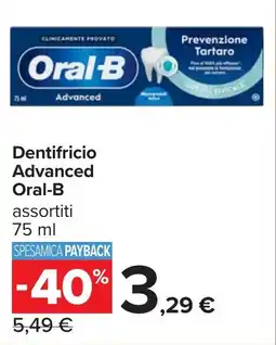 Carrefour Dentifricio Advanced Oral-B offerta