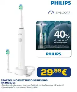 Euronics PHILIPS SPAZZOLINO ELETTRICO SERIE 2100 HX4022/01 offerta