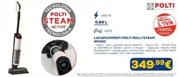 Euronics Polti lavapavimenti polti rollysteam WD30C offerta