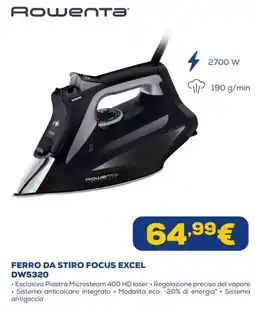 Euronics Rowenta ferro da stiro focus excel DW5320 offerta