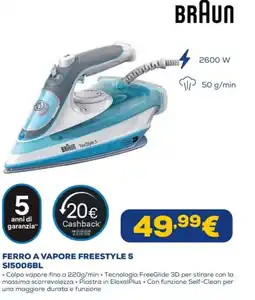 Euronics Braun ferro a vapore freestyle 5 S15006BL offerta