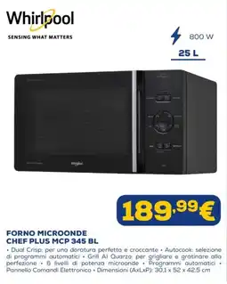 Euronics Whirlpool forno microonde chef plus MCP 345 BL offerta