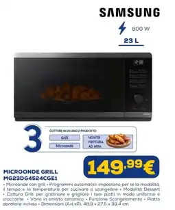 Euronics SAMSUNG MICROONDE GRILL MG23DG4524CGE1 offerta