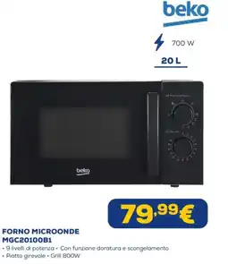 Euronics beko FORNO MICROONDE MGC20100B1 offerta
