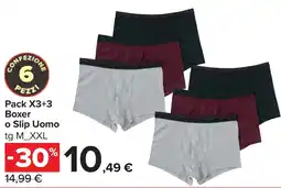 Carrefour Pack X3+3 Boxer o Slip Uomo offerta