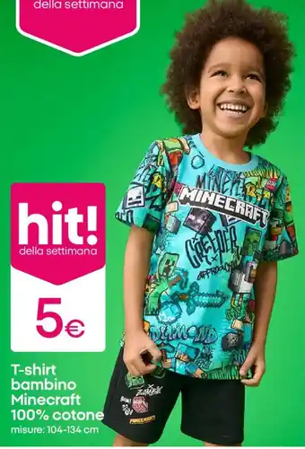 T-shirt bambino Minecraft 100% cotone