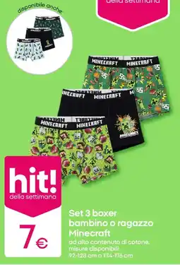 Pepco Set 3 boxer bambino o ragazzo Minecraft offerta