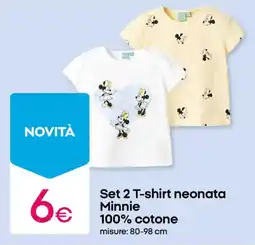 Pepco Set 2 T-shirt neonata Minnie 100% cotone offerta