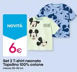 Pepco Set 2 T-shirt neonato Topolino 100% cotone offerta