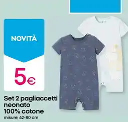 Pepco Set 2 pagliaccetti neonato 100% cotone offerta