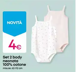 Pepco Set 2 body neonata 100% cotone offerta