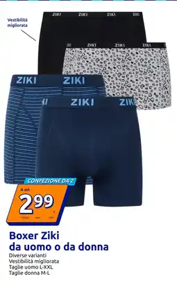 Action Boxer Ziki da uomo o da donna offerta