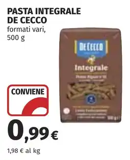 Coop Pasta integrale DE CECCO offerta