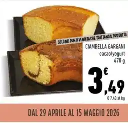 Conad Ciambella gargani cacao/yogurt offerta