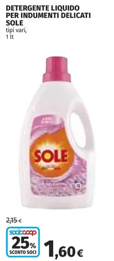 Coop Detergente liquido per indumenti delicati SOLE offerta