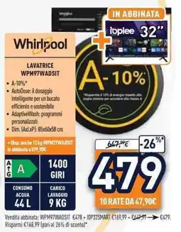 Unieuro Whirlpool LAVATRICE WPM97WADSIT offerta