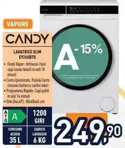 Unieuro CANDY LAVATRICE SLIM EY26SB7S offerta