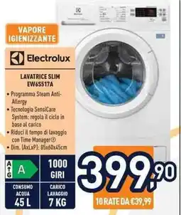 Unieuro Electrolux LAVATRICE SLIM EW6S517A offerta