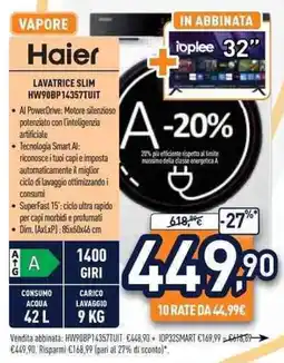 Unieuro Haier LAVATRICE SLIM HW90BP14357TUIT offerta