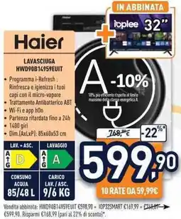 Unieuro Haier LAVASCIUGA HWD90B14959EUIT offerta