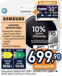 Unieuro SAMSUNG LAVASCIUGA WD90DG5B15BHET offerta