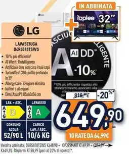 Unieuro LG LAVASCIUGA D4R5010TSWS offerta