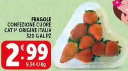 Deco Supermercati Fragole confezione cuore catia origine italia offerta