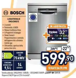 Unieuro BOSCH LAVASTOVIGLIE SMS4EMI01E offerta