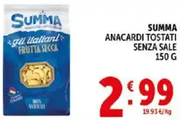 Deco Supermercati Summa anacardi tostati senza sale offerta