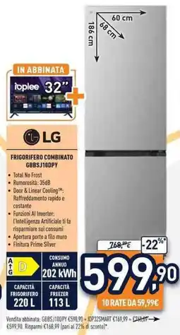 Unieuro LG FRIGORIFERO COMBINATO GBBSJ10DPY offerta