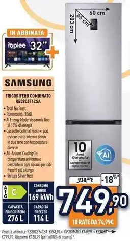 Unieuro SAMSUNG FRIGORIFERO COMBINATO RB38C674CSA offerta