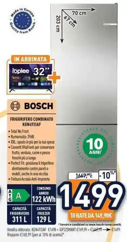 Unieuro BOSCH FRIGORIFERO COMBINATO KGN4921AF offerta