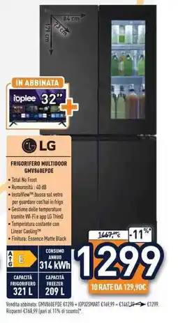 Unieuro LG FRIGORIFERO MULTIDOOR GMV860EPDE offerta