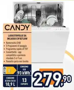 Unieuro CANDY LAVASTOVIGLIE DA INCASSO CIP3E7LOW offerta