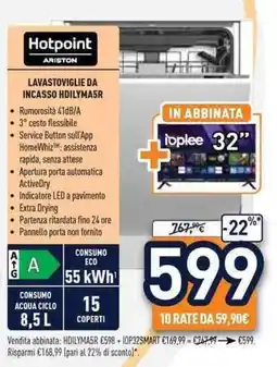 Unieuro Hotpoint ARISTON LAVASTOVIGLIE DA INCASSO HDILYMA5R offerta