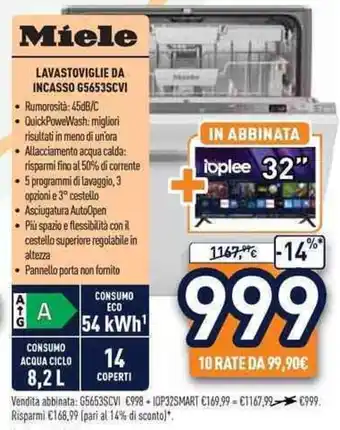 Unieuro Miele LAVASTOVIGLIE DA INCASSO G5653SCVI offerta