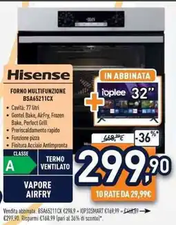 Unieuro Hisense FORNO MULTIFUNZIONE BSA65211CX offerta