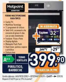 Unieuro Hotpoint ARISTON FORNO MULTIFUNZIONE HA0478PZX offerta