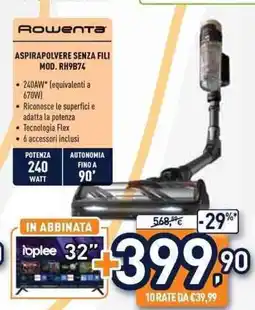 Unieuro Rowenta ASPIRAPOLVERE SENZA FILI MOD. RH9B74 offerta