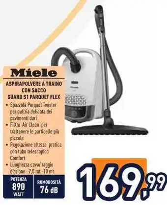 Unieuro Miele aspirapolvere a traino con sacco guard S1 parquet flex offerta