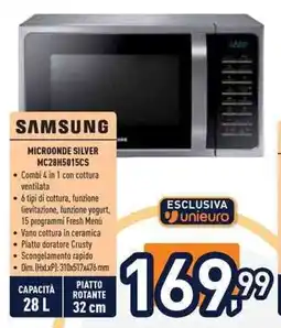 Unieuro SAMSUNG MICROONDE SILVER MC28H5015CS offerta