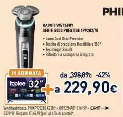 Unieuro PHILIPS RASOIO WET&DRY SERIE 19000 PRESTIGE XP9202/10 offerta