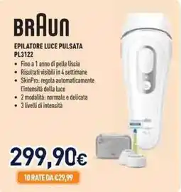 Unieuro BRAUN EPILATORE LUCE PULSATA PL3122 offerta