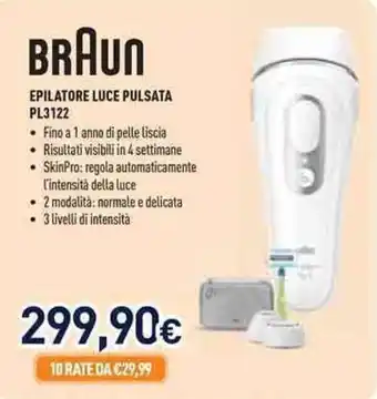 Unieuro BRAUN EPILATORE LUCE PULSATA PL3122 offerta