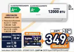 Unieuro Electroline condizionatore monosplit kit 124H offerta