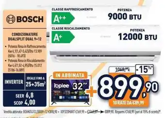Unieuro Bosch condizionatore dualsplit dual 9+12 offerta
