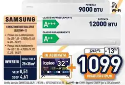 Unieuro Samsung condizionatore dualsplit 40luzon9+12 offerta