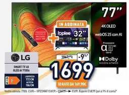 Unieuro LG SMART TV 4K OLED AI 77856 offerta